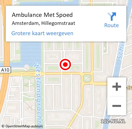 Locatie op kaart van de 112 melding: Ambulance Met Spoed Naar Amsterdam, Hillegomstraat op 29 april 2023 21:58