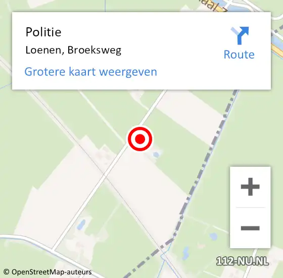 Locatie op kaart van de 112 melding: Politie Loenen, Broeksweg op 29 april 2023 22:51