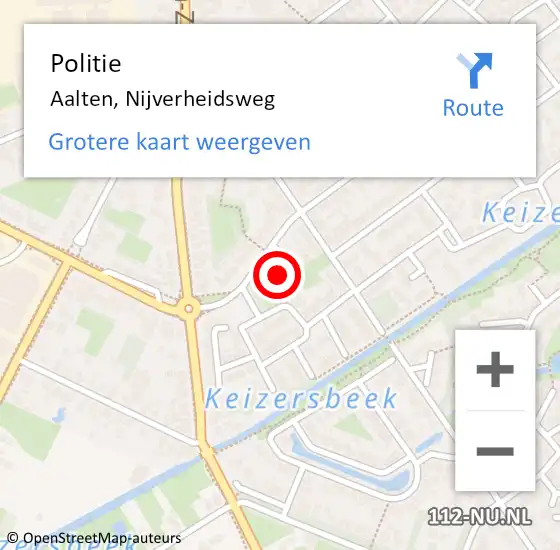 Locatie op kaart van de 112 melding: Politie Aalten, Nijverheidsweg op 29 april 2023 22:56
