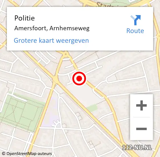 Locatie op kaart van de 112 melding: Politie Amersfoort, Arnhemseweg op 30 april 2023 05:44