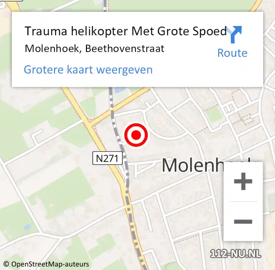 Locatie op kaart van de 112 melding: Trauma helikopter Met Grote Spoed Naar Molenhoek, Beethovenstraat op 30 april 2023 06:59