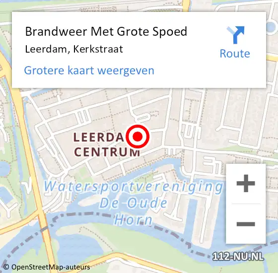 Locatie op kaart van de 112 melding: Brandweer Met Grote Spoed Naar Leerdam, Kerkstraat op 30 april 2023 10:07