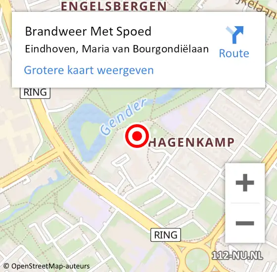 Locatie op kaart van de 112 melding: Brandweer Met Spoed Naar Eindhoven, Maria van Bourgondiëlaan op 30 april 2023 11:34