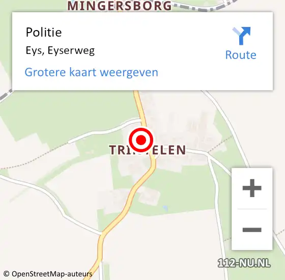 Locatie op kaart van de 112 melding: Politie Eys, Eyserweg op 30 april 2023 12:55