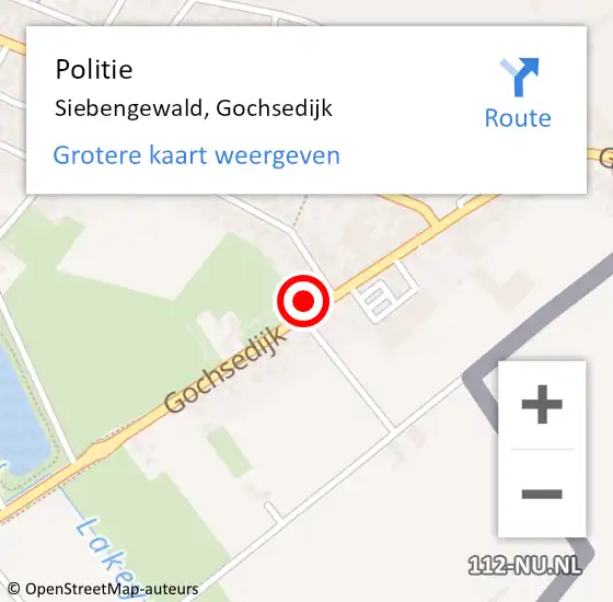 Locatie op kaart van de 112 melding: Politie Siebengewald, Gochsedijk op 30 april 2023 13:22