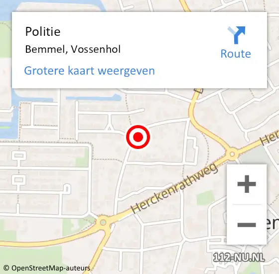 Locatie op kaart van de 112 melding: Politie Bemmel, Vossenhol op 30 april 2023 13:22