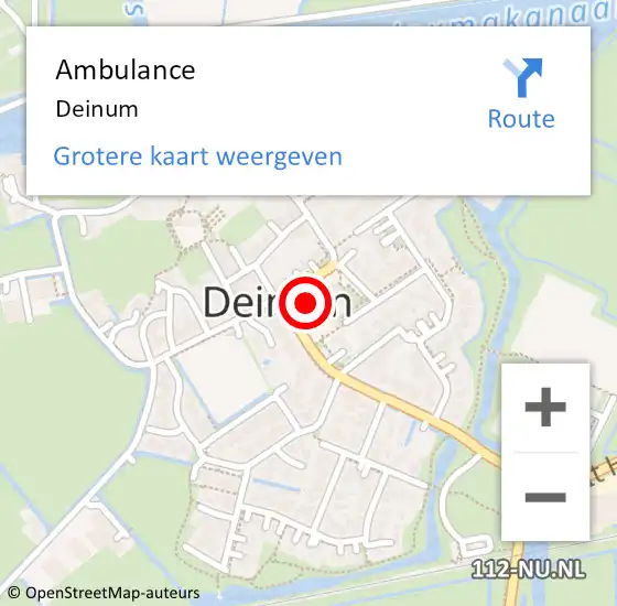 Locatie op kaart van de 112 melding: Ambulance Deinum op 30 april 2023 13:27