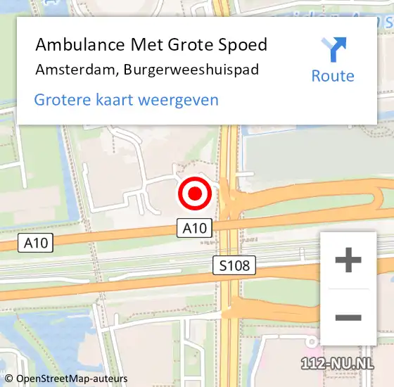 Locatie op kaart van de 112 melding: Ambulance Met Grote Spoed Naar Amsterdam, Burgerweeshuispad op 30 april 2023 13:54