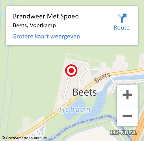 Locatie op kaart van de 112 melding: Brandweer Met Spoed Naar Beets, Voorkamp op 30 april 2023 14:05