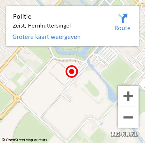 Locatie op kaart van de 112 melding: Politie Zeist, Hernhuttersingel op 30 april 2023 16:53