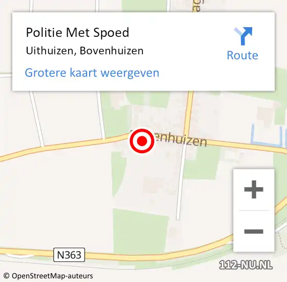 Locatie op kaart van de 112 melding: Politie Met Spoed Naar Uithuizen, Bovenhuizen op 30 april 2023 17:12