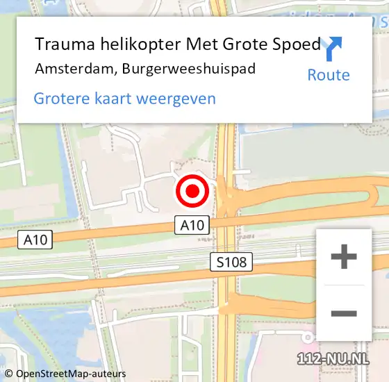 Locatie op kaart van de 112 melding: Trauma helikopter Met Grote Spoed Naar Amsterdam, Burgerweeshuispad op 30 april 2023 18:32