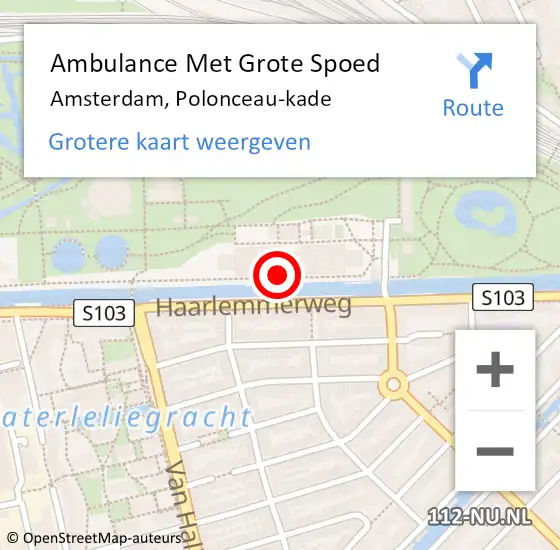 Locatie op kaart van de 112 melding: Ambulance Met Grote Spoed Naar Amsterdam, Polonceau-kade op 30 april 2023 21:46
