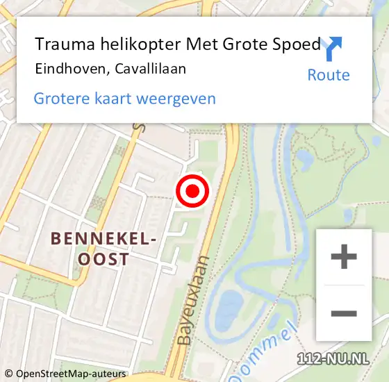 Locatie op kaart van de 112 melding: Trauma helikopter Met Grote Spoed Naar Eindhoven, Cavallilaan op 30 april 2023 23:42