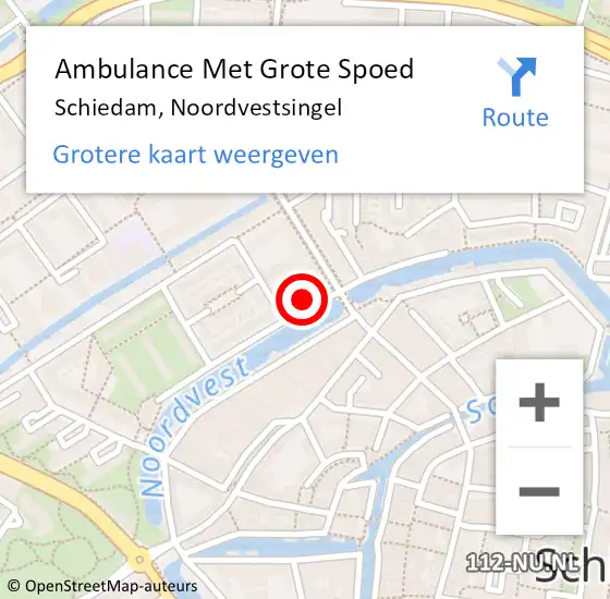 Locatie op kaart van de 112 melding: Ambulance Met Grote Spoed Naar Schiedam, Noordvestsingel op 1 mei 2023 00:48