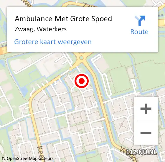 Locatie op kaart van de 112 melding: Ambulance Met Grote Spoed Naar Zwaag, Waterkers op 1 mei 2023 01:06