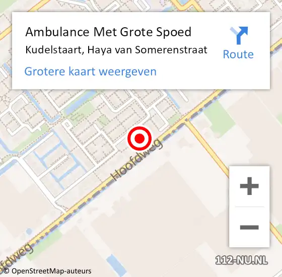 Locatie op kaart van de 112 melding: Ambulance Met Grote Spoed Naar Kudelstaart, Haya van Somerenstraat op 1 mei 2023 03:37