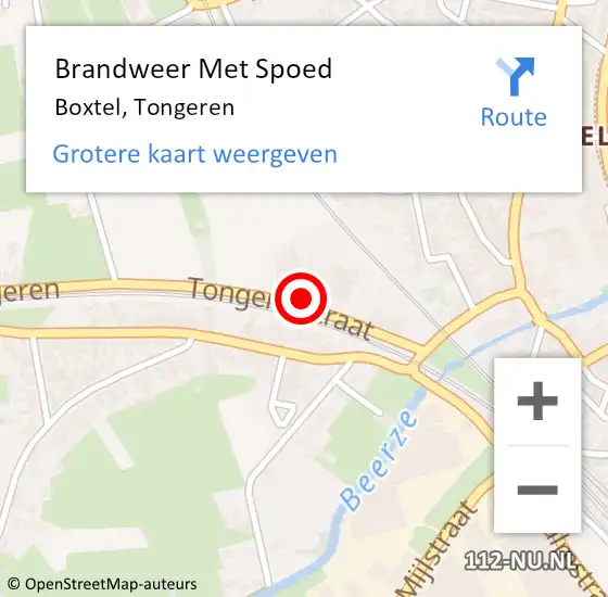 Locatie op kaart van de 112 melding: Brandweer Met Spoed Naar Boxtel, Tongeren op 1 mei 2023 07:48