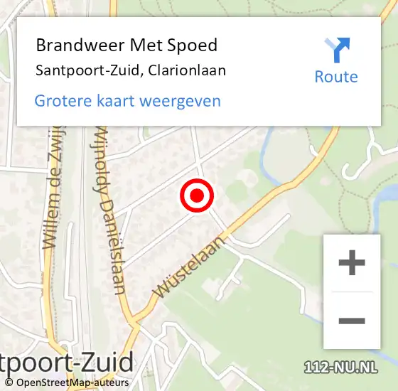 Locatie op kaart van de 112 melding: Brandweer Met Spoed Naar Santpoort-Zuid, Clarionlaan op 1 mei 2023 08:20