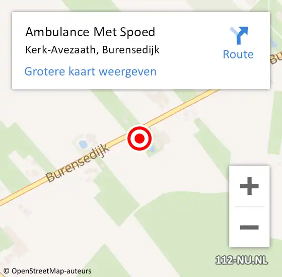 Locatie op kaart van de 112 melding: Ambulance Met Spoed Naar Kerk-Avezaath, Burensedijk op 24 augustus 2014 00:15