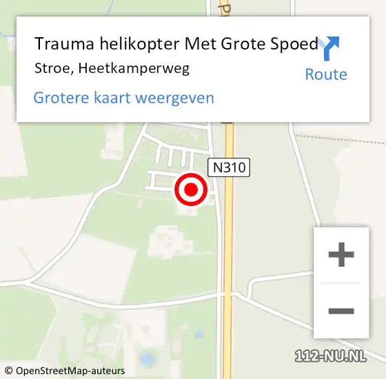 Locatie op kaart van de 112 melding: Trauma helikopter Met Grote Spoed Naar Stroe, Heetkamperweg op 1 mei 2023 09:57