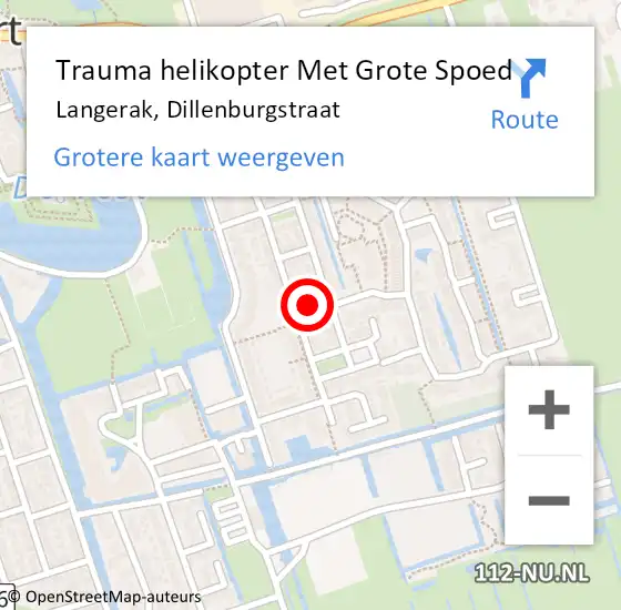Locatie op kaart van de 112 melding: Trauma helikopter Met Grote Spoed Naar Langerak, Dillenburgstraat op 1 mei 2023 10:49
