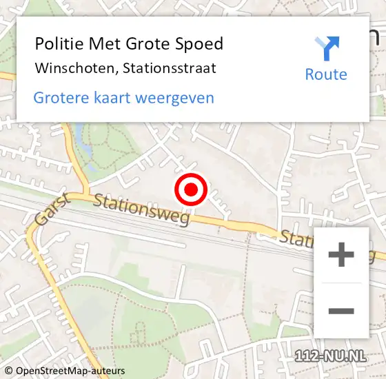 Locatie op kaart van de 112 melding: Politie Met Grote Spoed Naar Winschoten, Stationsstraat op 1 mei 2023 12:32