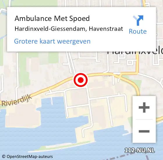 Locatie op kaart van de 112 melding: Ambulance Met Spoed Naar Hardinxveld-Giessendam, Havenstraat op 1 mei 2023 13:46