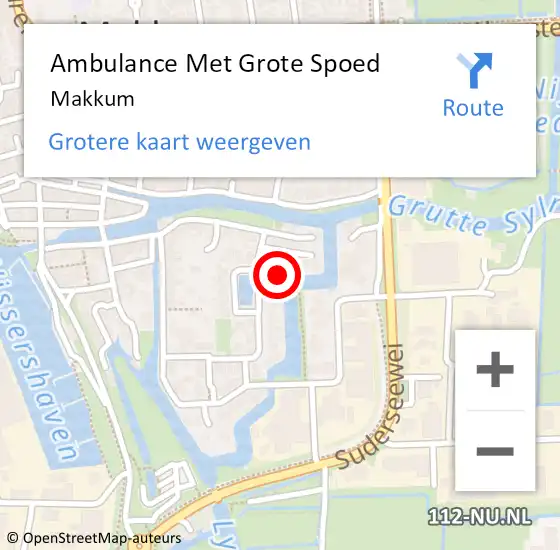 Locatie op kaart van de 112 melding: Ambulance Met Grote Spoed Naar Makkum op 1 mei 2023 14:37