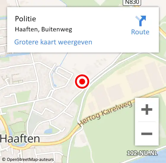 Locatie op kaart van de 112 melding: Politie Haaften, Buitenweg op 1 mei 2023 16:54