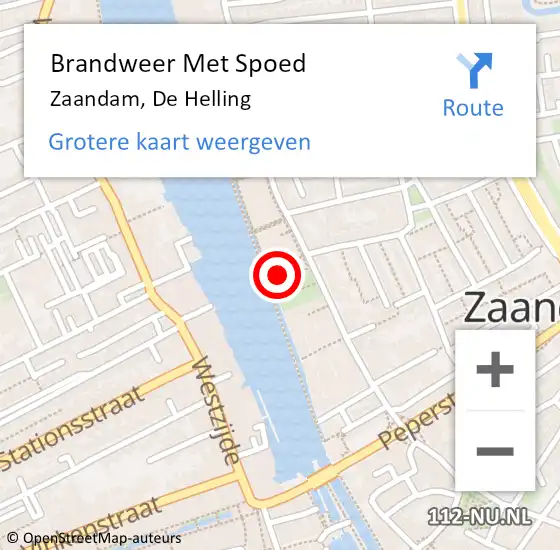Locatie op kaart van de 112 melding: Brandweer Met Spoed Naar Zaandam, De Helling op 1 mei 2023 19:20