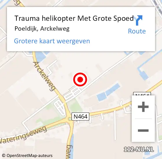 Locatie op kaart van de 112 melding: Trauma helikopter Met Grote Spoed Naar Poeldijk, Arckelweg op 1 mei 2023 20:42