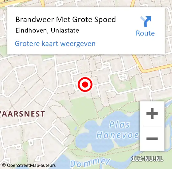 Locatie op kaart van de 112 melding: Brandweer Met Grote Spoed Naar Eindhoven, Uniastate op 1 mei 2023 22:17
