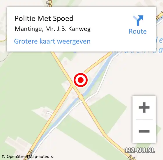 Locatie op kaart van de 112 melding: Politie Met Spoed Naar Mantinge, Mr. J.B. Kanweg op 2 mei 2023 00:29