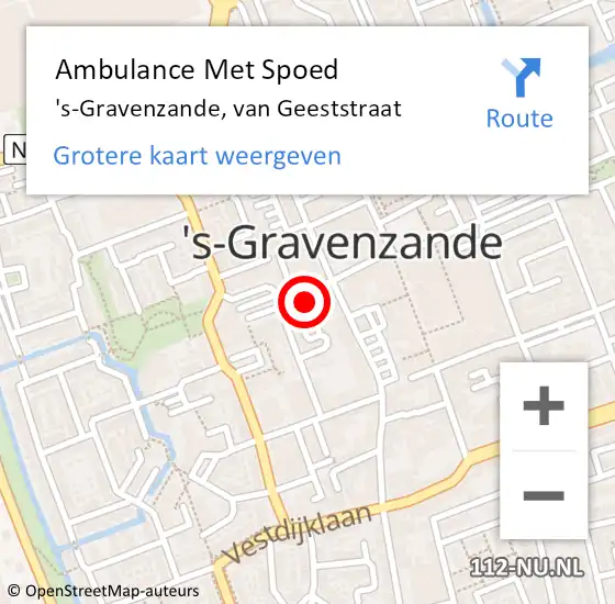 Locatie op kaart van de 112 melding: Ambulance Met Spoed Naar 's-Gravenzande, van Geeststraat op 2 mei 2023 10:59