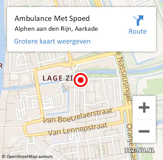 Locatie op kaart van de 112 melding: Ambulance Met Spoed Naar Alphen aan den Rijn, Aarkade op 2 mei 2023 15:07