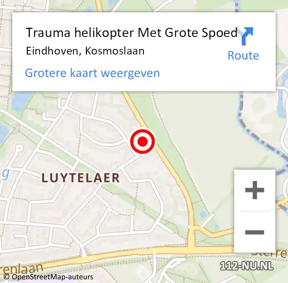 Locatie op kaart van de 112 melding: Trauma helikopter Met Grote Spoed Naar Eindhoven, Kosmoslaan op 2 mei 2023 15:52