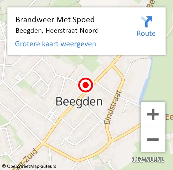 Locatie op kaart van de 112 melding: Brandweer Met Spoed Naar Beegden, Heerstraat-Noord op 2 mei 2023 18:37