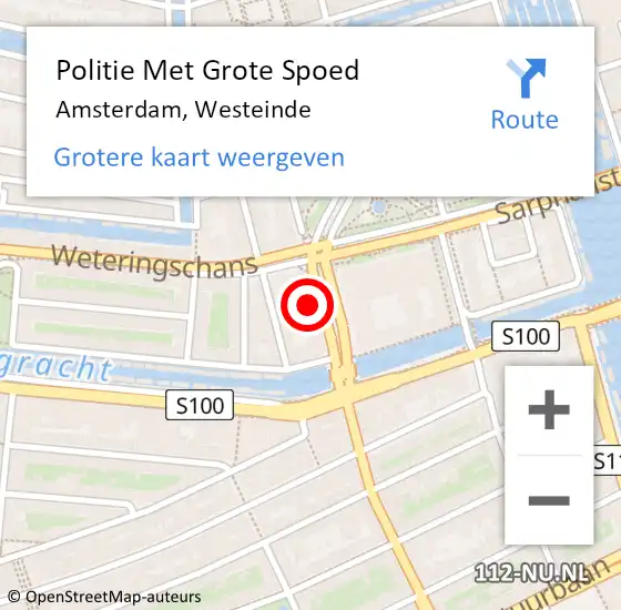Locatie op kaart van de 112 melding: Politie Met Grote Spoed Naar Amsterdam, Westeinde op 2 mei 2023 21:31