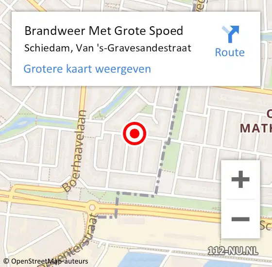 Locatie op kaart van de 112 melding: Brandweer Met Grote Spoed Naar Schiedam, Van 's-Gravesandestraat op 2 mei 2023 23:44