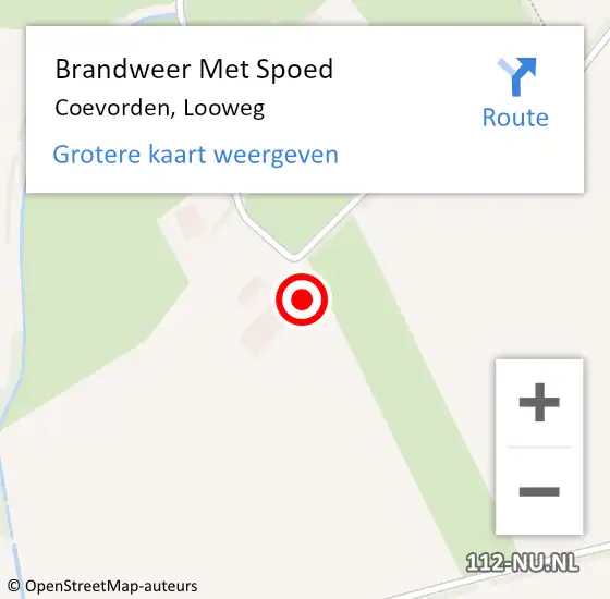 Locatie op kaart van de 112 melding: Brandweer Met Spoed Naar Coevorden, Looweg op 3 mei 2023 11:55