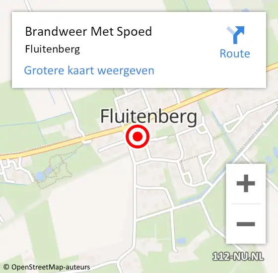 Locatie op kaart van de 112 melding: Brandweer Met Spoed Naar Fluitenberg op 3 mei 2023 12:43