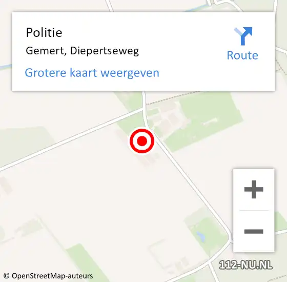 Locatie op kaart van de 112 melding: Politie Gemert, Diepertseweg op 3 mei 2023 14:40