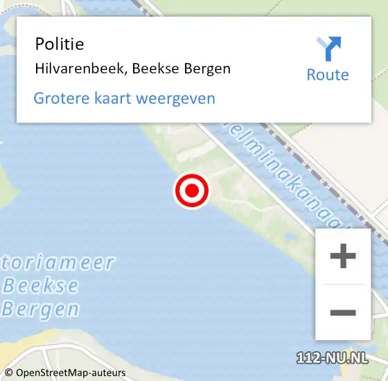 Locatie op kaart van de 112 melding: Politie Hilvarenbeek, Beekse Bergen op 3 mei 2023 16:16