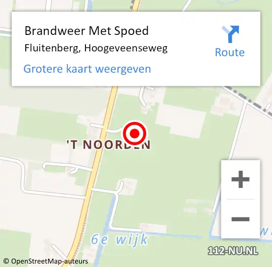 Locatie op kaart van de 112 melding: Brandweer Met Spoed Naar Fluitenberg, Hoogeveenseweg op 3 mei 2023 17:01