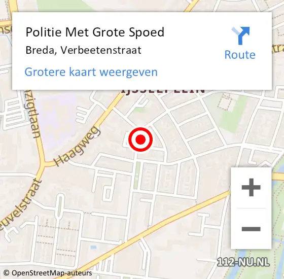 Locatie op kaart van de 112 melding: Politie Met Grote Spoed Naar Breda, Verbeetenstraat op 3 mei 2023 17:58