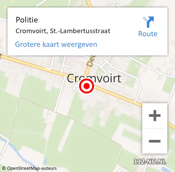 Locatie op kaart van de 112 melding: Politie Cromvoirt, St.-Lambertusstraat op 3 mei 2023 18:24