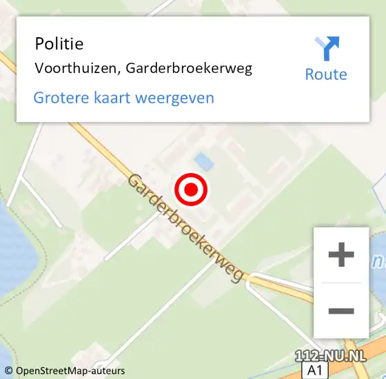 Locatie op kaart van de 112 melding: Politie Voorthuizen, Garderbroekerweg op 3 mei 2023 18:40