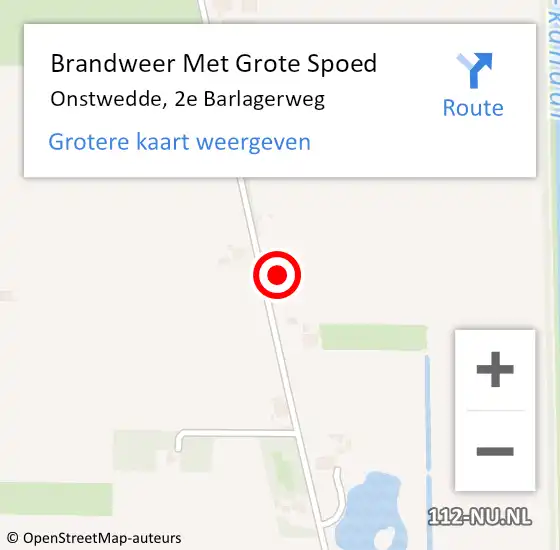 Locatie op kaart van de 112 melding: Brandweer Met Grote Spoed Naar Onstwedde, 2e Barlagerweg op 3 mei 2023 19:04