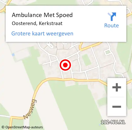 Locatie op kaart van de 112 melding: Ambulance Met Spoed Naar Oosterend, Kerkstraat op 24 augustus 2014 09:58